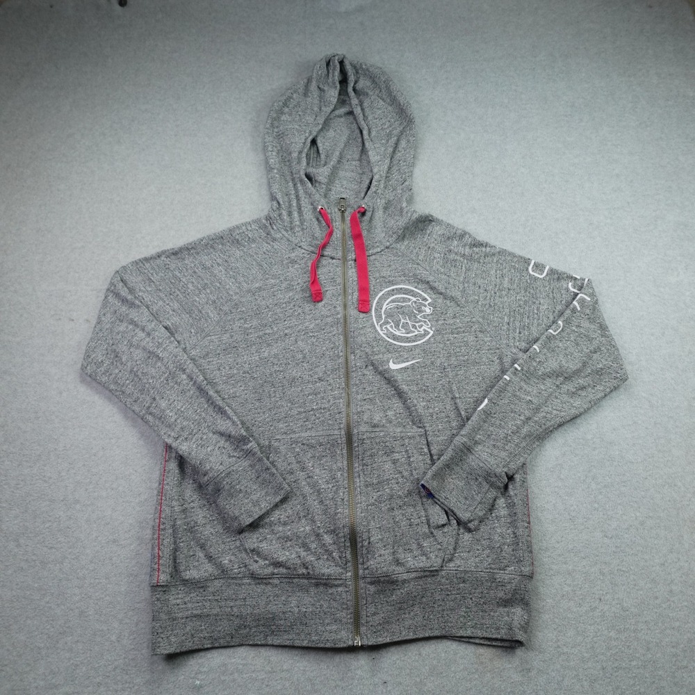 Chicago Cubs Women M Gray Sporty Full Zip Hoodie MLB Baseball Nike